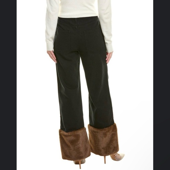 NWT We Wore What Black Denim Jeans Faux Fur Cuff Straight Leg High Rise Size 27 - Picture 12 of 12